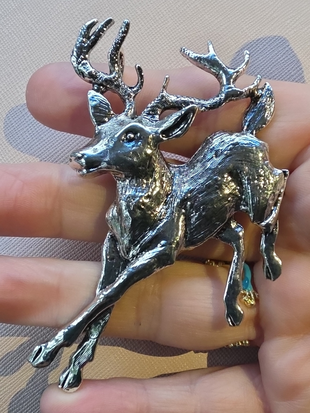 A75- Silver Deer Brooch/ Pendant Combo